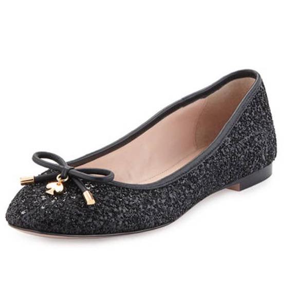 kate spade Shoes - kate spade new york willa glitter Ballet Flats black sparkle bow gold 10.5
